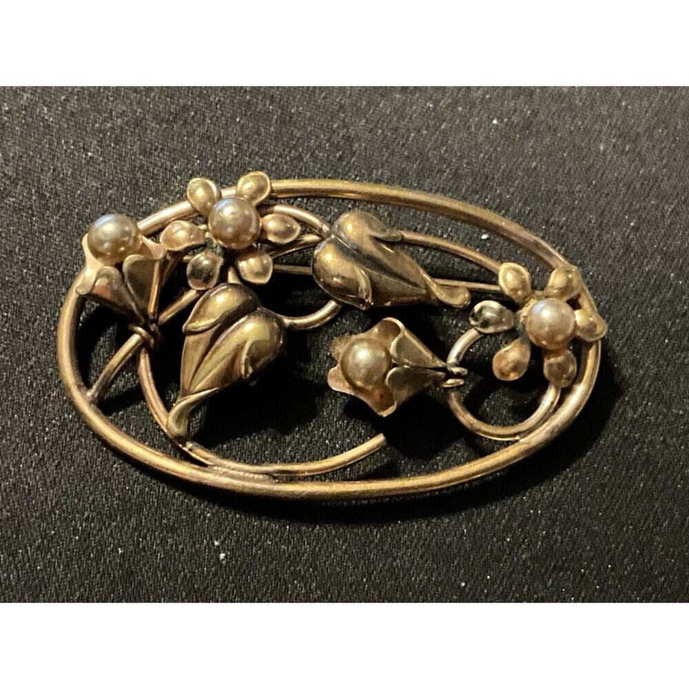 Linc 1/20 12k Gold Filled Flowers & Leaves Brooch
